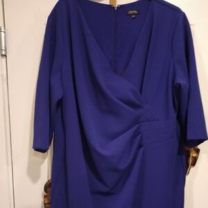 TAHARI  DRESS Elegant Blue Draped Dress